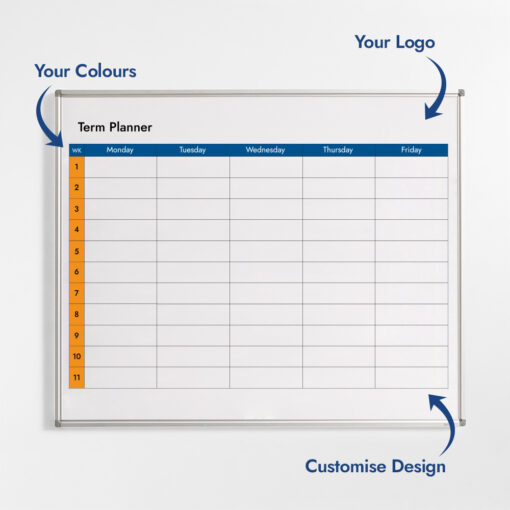 Custom Single Term Planner Whiteboard with blue and orange