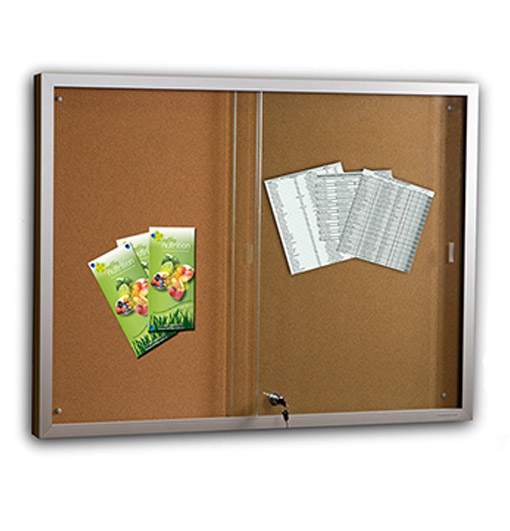 Sliding Door Display Case Whiteboards and Pinboards