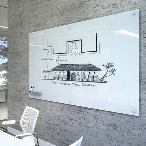 White Frameless Glass Whiteboard Whiteboards and Pinboards
