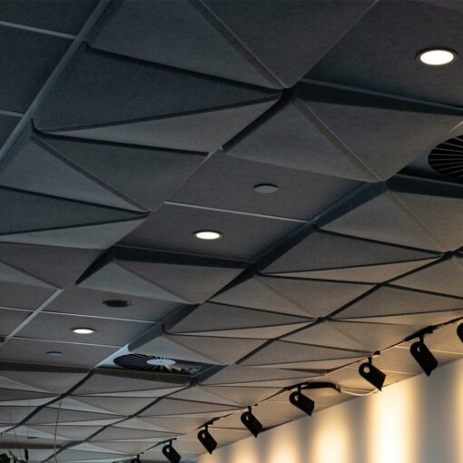 Autex 3D Tile Splice in dark grey on ceiling