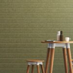 Echopanel latitude acoustic panels green with stool and table