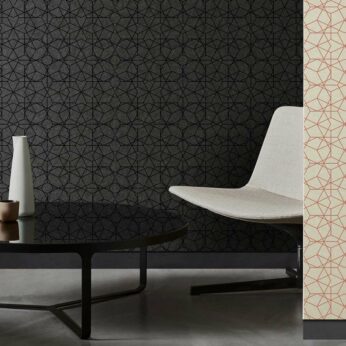 EchoPanel Kaleidoscope Acoustic Panels with chair and coffee table