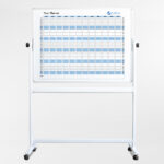 Custom Printed Mobile Whiteboard with planner design in blue and company logo