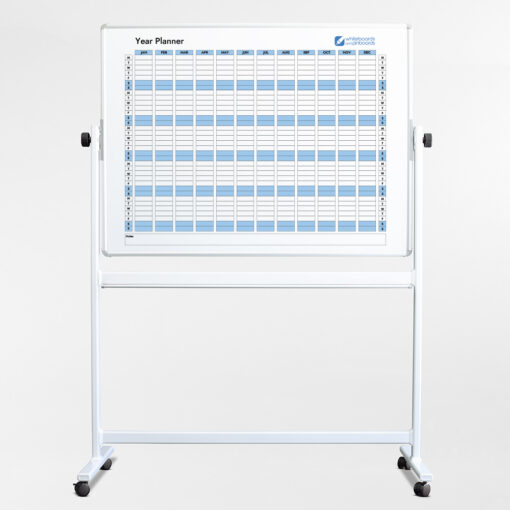 Custom Printed Mobile Whiteboard with planner design in blue and company logo