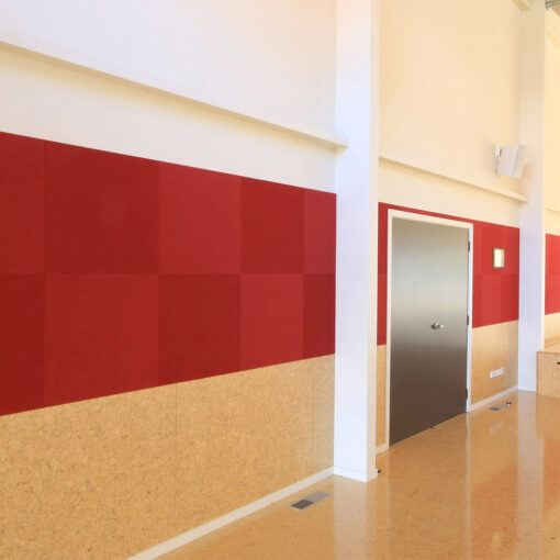 Red Peel n Stick Acoustic Tiles in Hallway