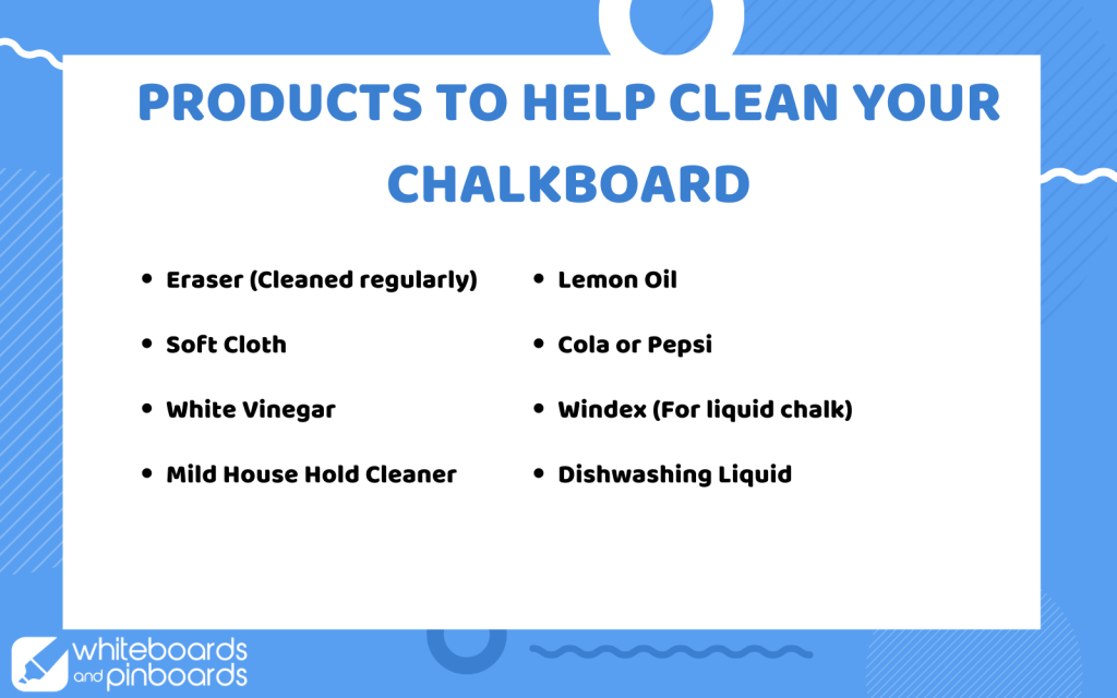 products for cleaning chalkboards infographic