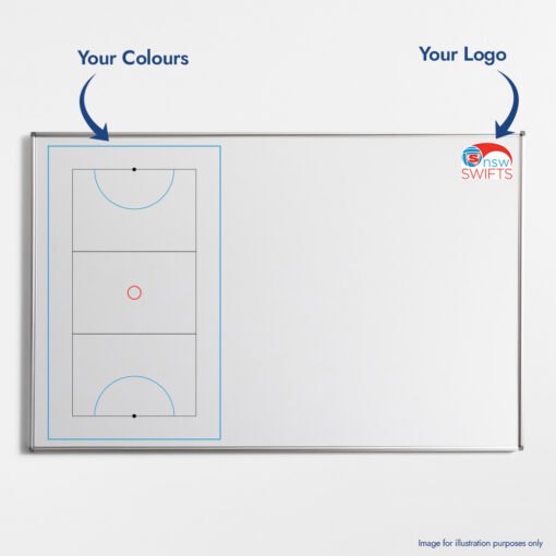 Netball Coaching Whiteboard Custom Logo and Colours