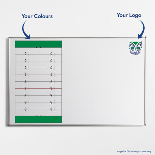 Rugby League Coaching Whiteboard Custom Logo and Colours