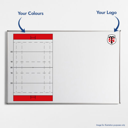 Rugby Union Coaching Whiteboard Custom Logo and colours