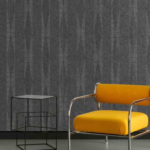 Woven Image Trapeze Acoustic Panels with orange armchair