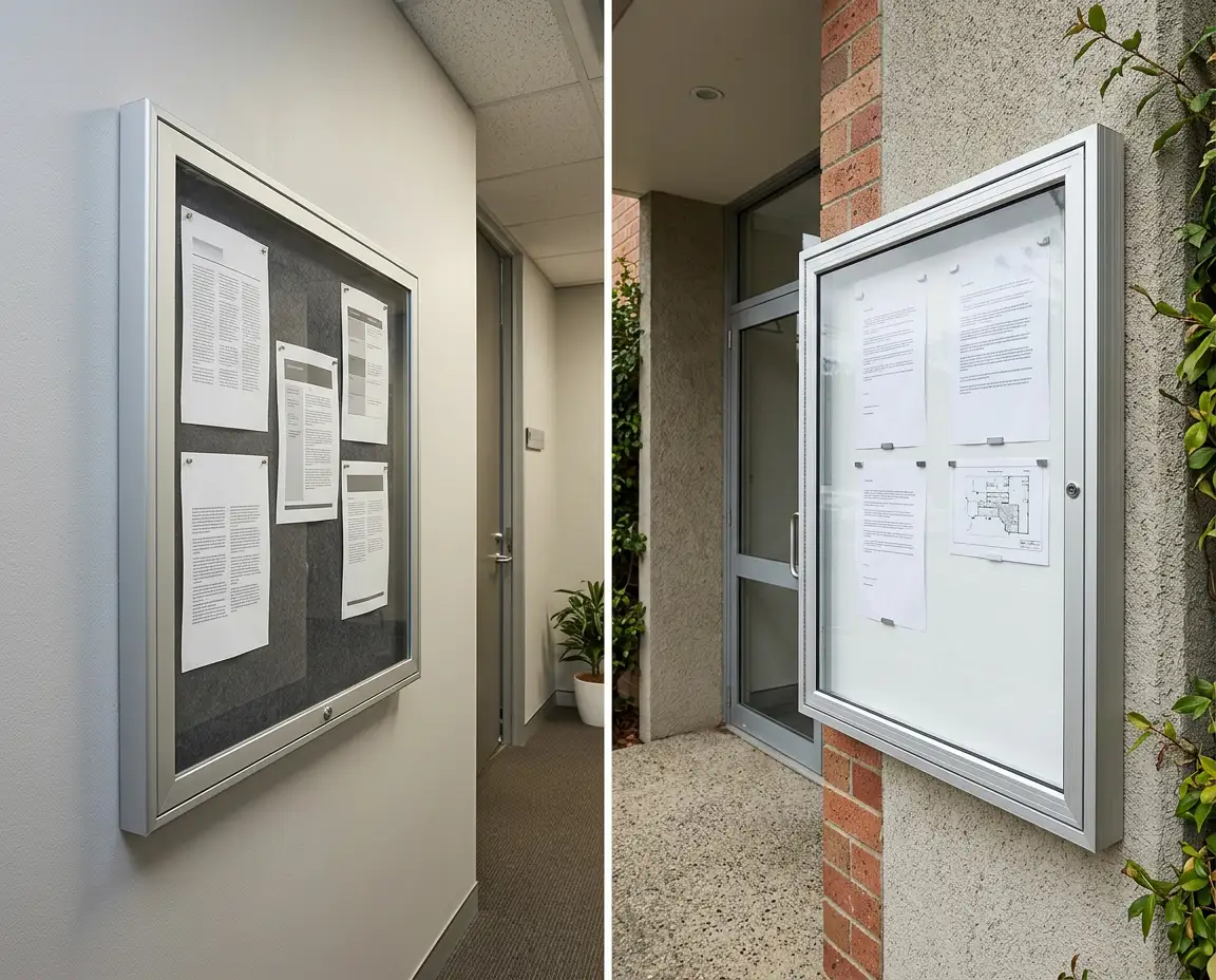Indoor and weather-resistant lockable display cases