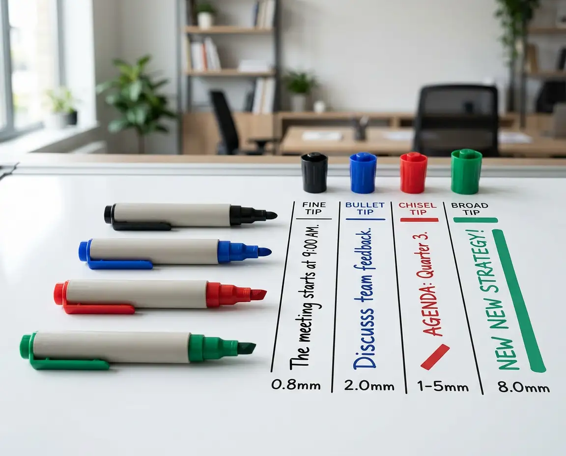 Fine, bullet, chisel and broad whiteboard marker tips